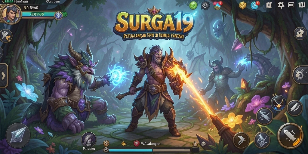 Antarmuka menarik dan penuh warna dari game Petualangan SURGA19.