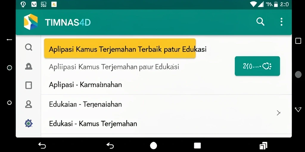 Tampilan utama TIMNAS4D dengan fitur Kamus Terjemahan yang menarik.